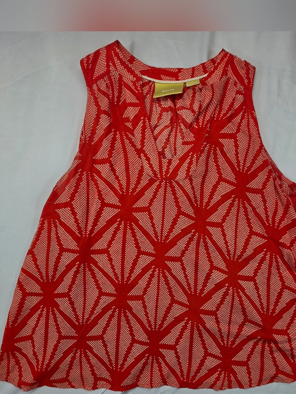 Maeve Anthropologie Red Geometric Print Rayon Tank Top Size 4